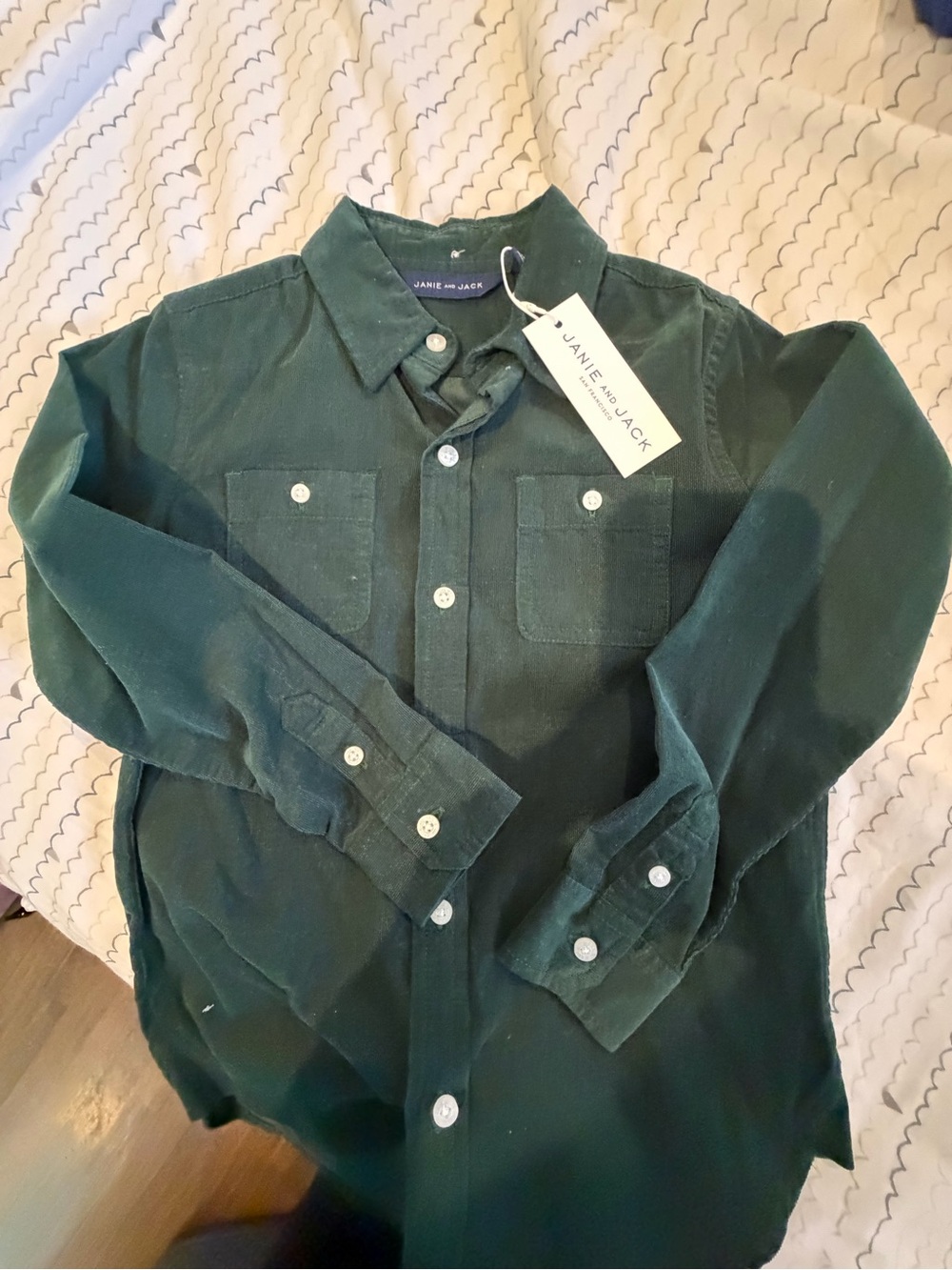 Janie and Jack Deep Forest Green Corduroy Button-Down Shirt